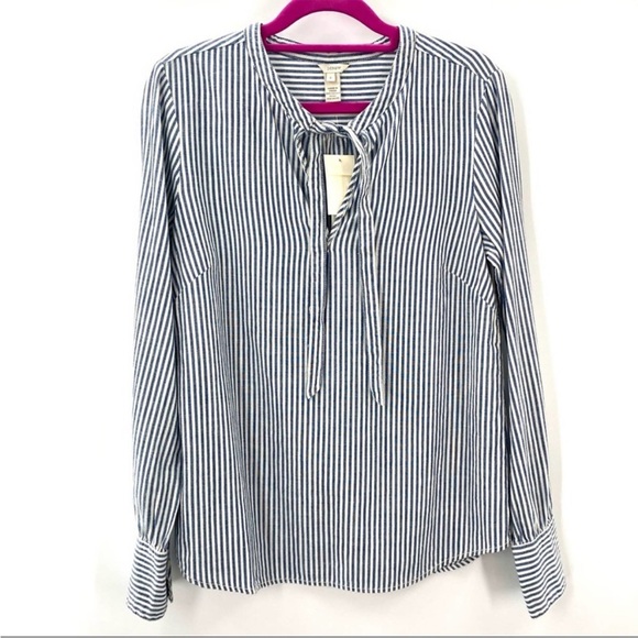 J. Crew Tops - NWT J. Crew Blue and White Striped Long Sleeve Top